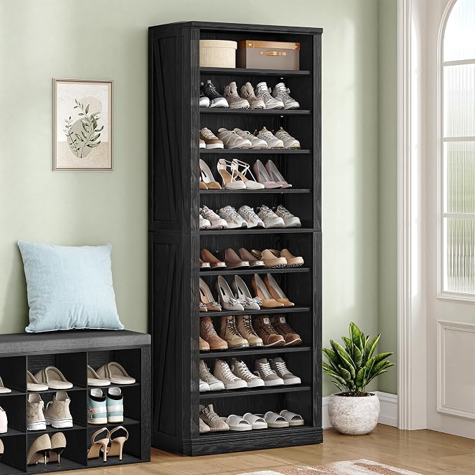 Hzuaneri Shoe Storage Cabinet, 10 Tiers Farmhouse Tall Shoe Cubby Organizer | by Hzuaneri