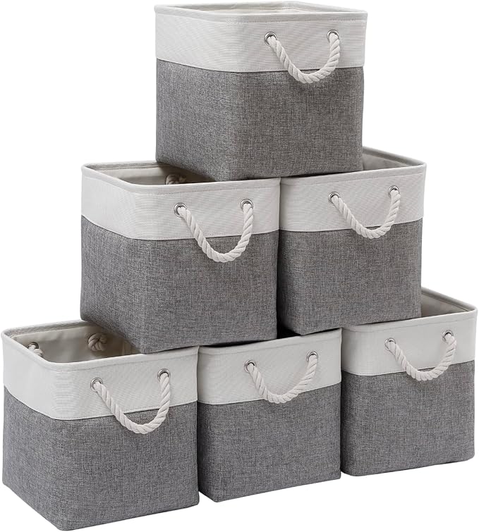 Cube Storage Bins, 6 Pack Collapsible Fabric Storage Cubes, 11 Inch Cube by BOFUGA