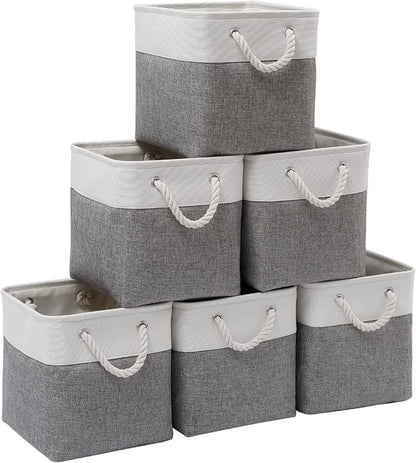 Cube Storage Bins, 6 Pack Collapsible Fabric Storage Cubes, 11 Inch Cube by BOFUGA