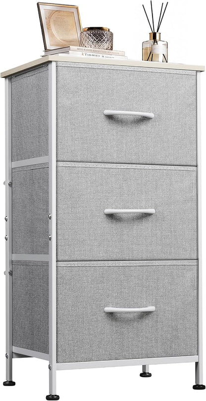 WLIVE Small Dresser Nightstand for Bedroom, 3 Drawers, Light Grey | 3 roomy by WLIVE