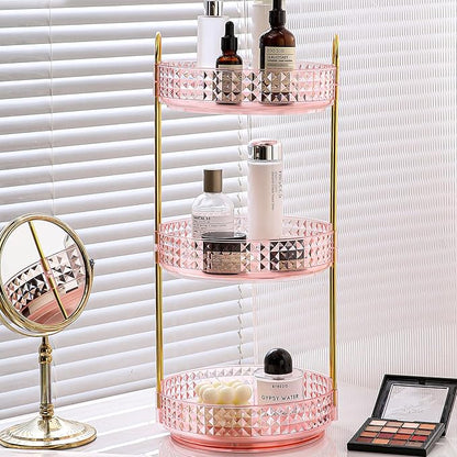 Fangoo 3 Tiers Pink Rotating Makeup Organizer by Fangoo