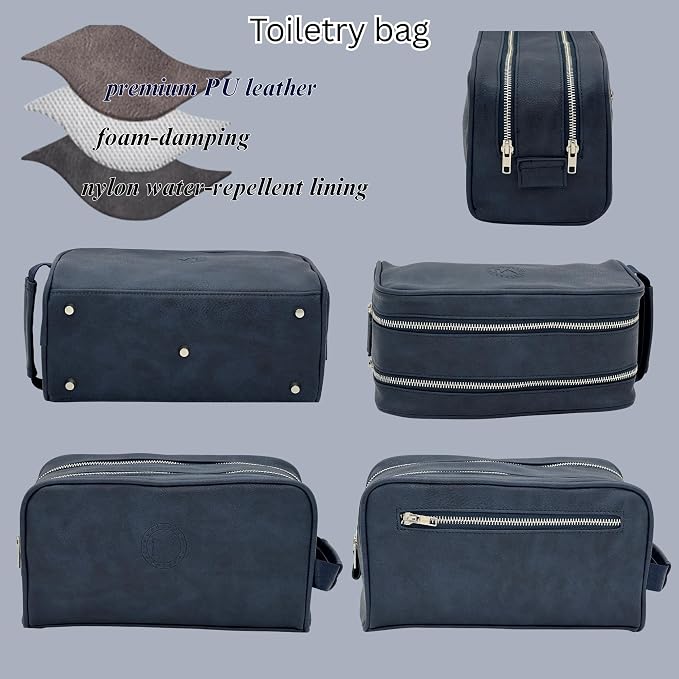 Dopp Gift Large Travel Toiletry Bag Premium Quality PU Leather Two compartments - Image 5