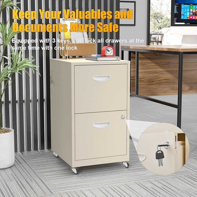 2 Drawer Mobile File Cabinet - Image 6