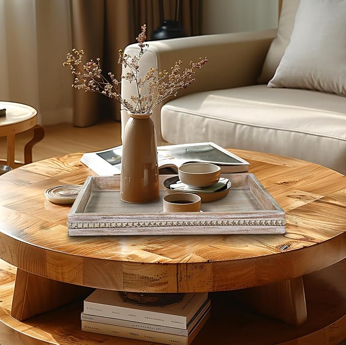 MAONAME Wood Serving Tray, Farmhouse Wooden Tray - Image 5