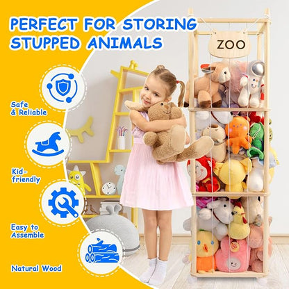 Stuffed Animal Storage, Wood Stuffed Animal Zoo Storage, Space Save Stuffed - Image 5