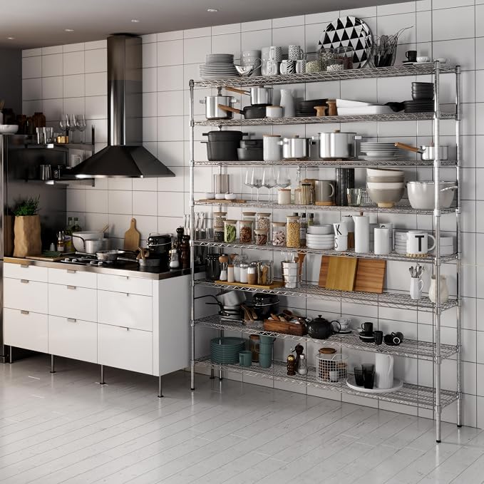 14" Deep x 72" Wide x 86" Height Wire Shelving Kit | 8-Tier | NSF Commercial - Image 6