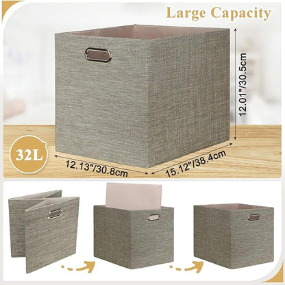 Posprica 15.12"x12.13"x12.01" Storage Cube Bins, Linen Decorative Closet - Image 4