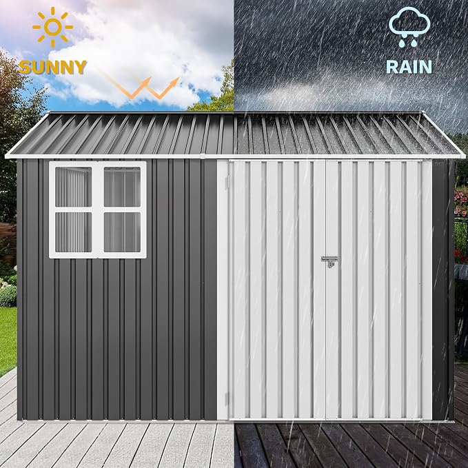 DWVO 10x8ft Metal Outdoor Storage Shed - Image 4