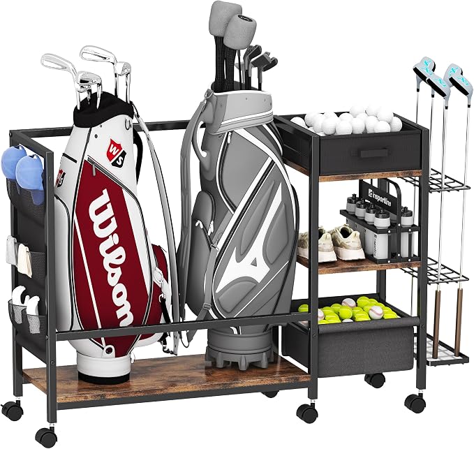 Golf Bag Storage Organizer for Garage, Golf Organizer by Homeiju
