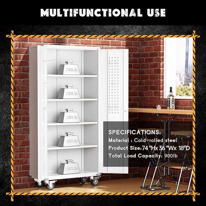 Greenvelly White Metal Storage Cabinet - Image 7