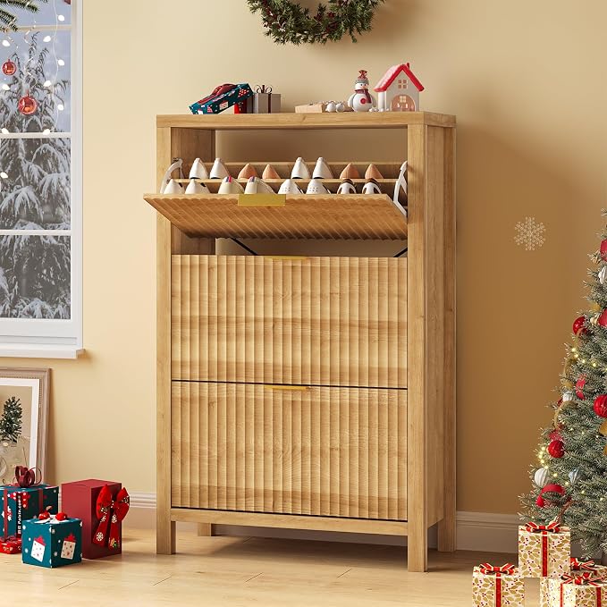 32" Fluted Shoe Cabinet Storage - Image 8