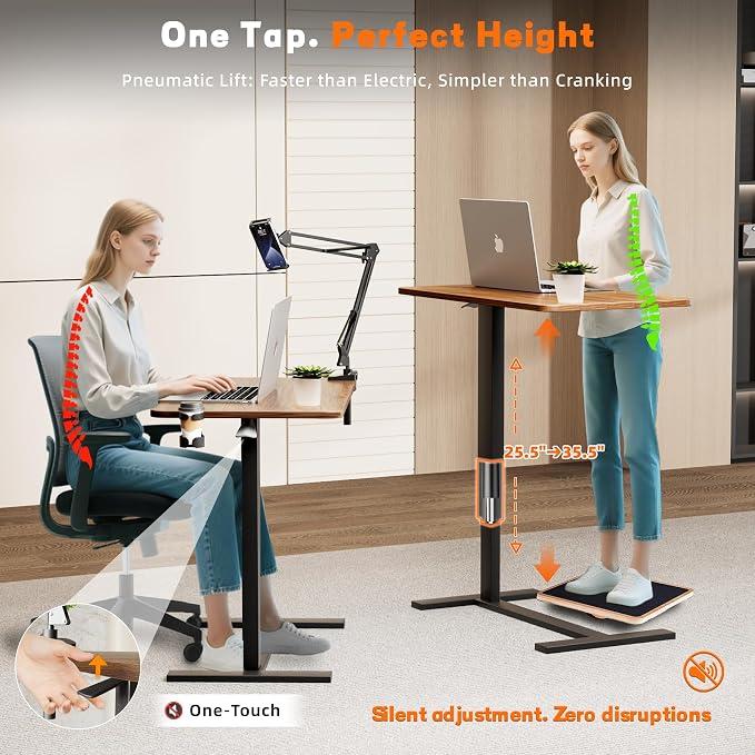 Overbed Bedside Table with Wheels, Adjustable Hospital Bedside Desk, Rolling - Image 4