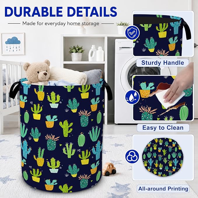 Cactus Plants Laundry Hamper, Collapsible Laundry Baskets, Dirty Clothes Baskets - Image 3