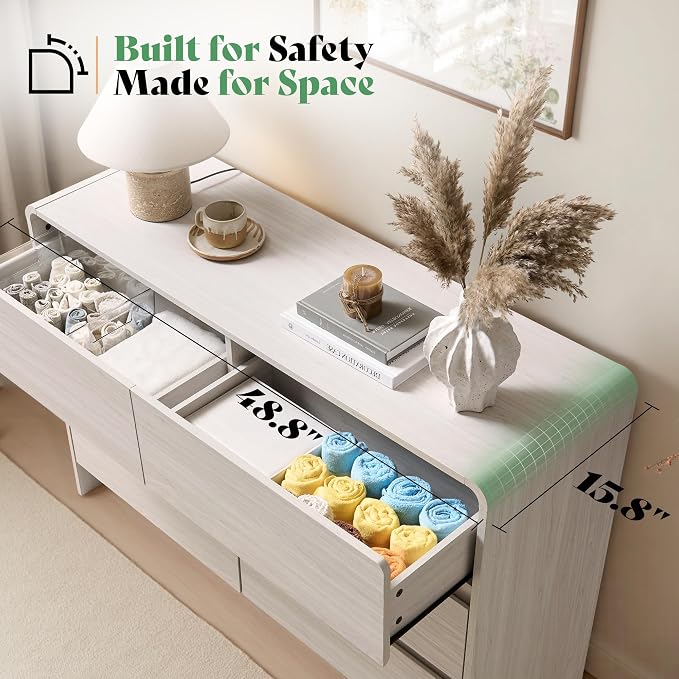 AMERLIFE 7 Drawer Dresser for Bedroom, Anti-Tip Kit, Wood Cabinet Organizer for - Image 5