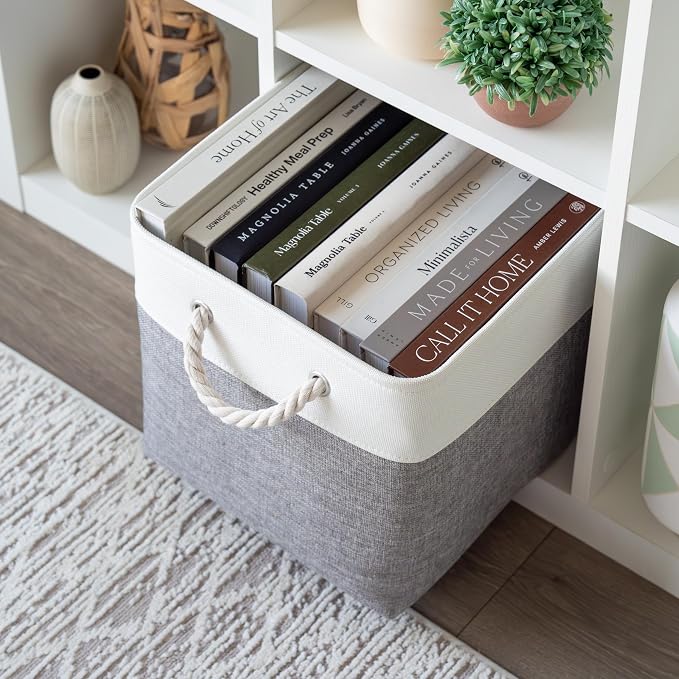 OrganiHaus 12x12 Cube Storage Bins 4 Pack, Foldable Cube Storage Organizer w/ - Image 5