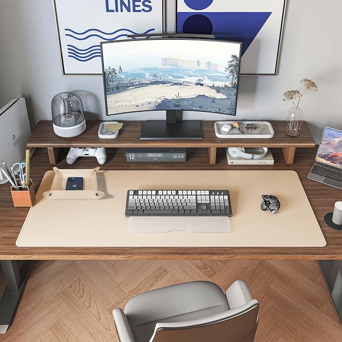 DAWNTREES Dual Sided Desk Mat, Leather Desk Pad, Cork Desk Mat Protector - Image 6