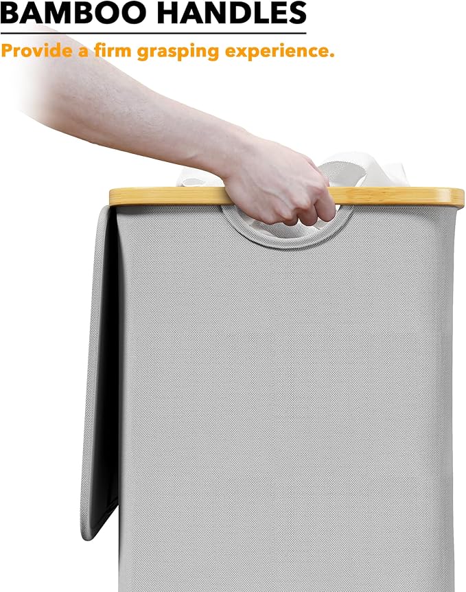 SpaceAid Laundry Hamper with Lid, 110L Large Tall Clothes Basket Bin with - Image 6