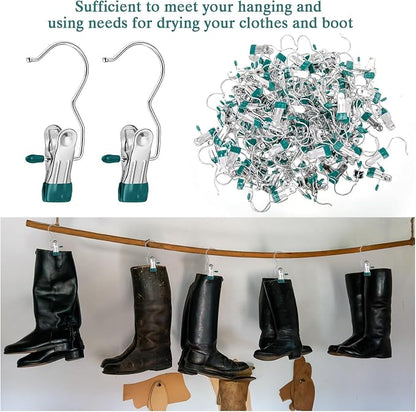 Yinder 150 Pcs Boot Hangers Clips Laundry Hooks Hanging Stainless Steel Clothes - Image 5