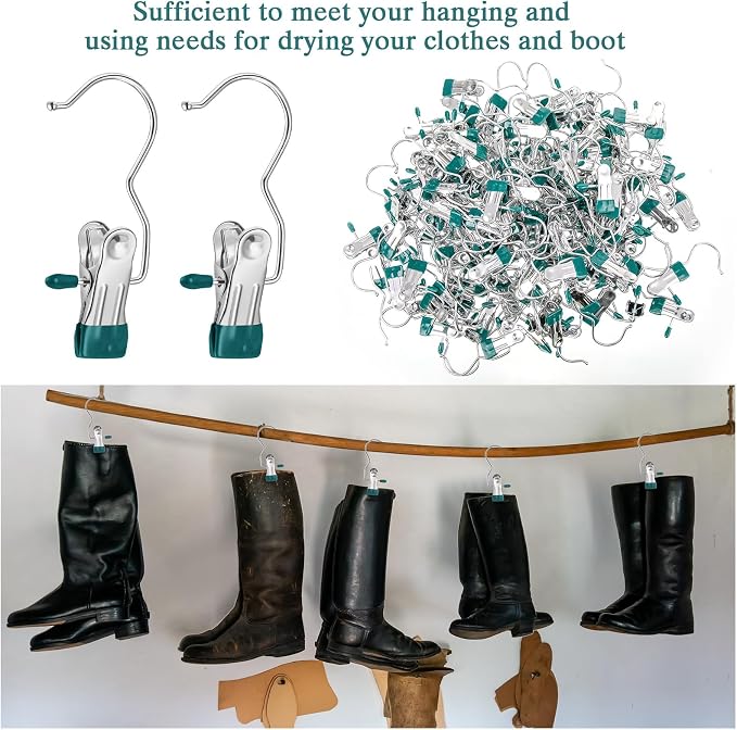 Yinder Boot Hangers Clips Laundry Hooks Hanging Stainless Steel Clothes Pins - Image 5