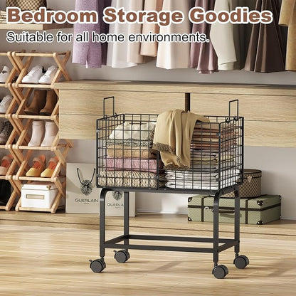 Wire Laundry Hamper Cart, Rolling Laundry Carts - Image 5