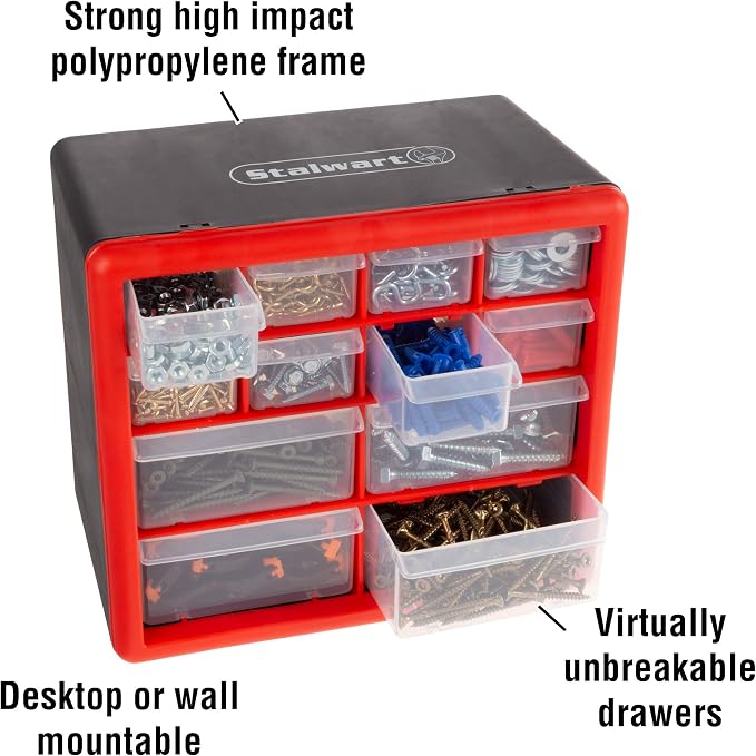 Stalwart - 75-ST6067 Storage Drawers-12 Compartment Organizer Desktop or Wall - Image 4