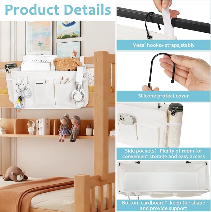 Loghot Bedside Caddy/Bedside Storage Bag Hanging Organizer - Image 3