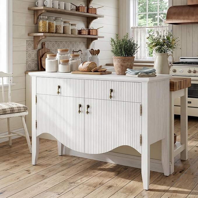 FUSUNBAO 40" Fluted Buffet Cabinet, Sideboard Credenza - Image 6