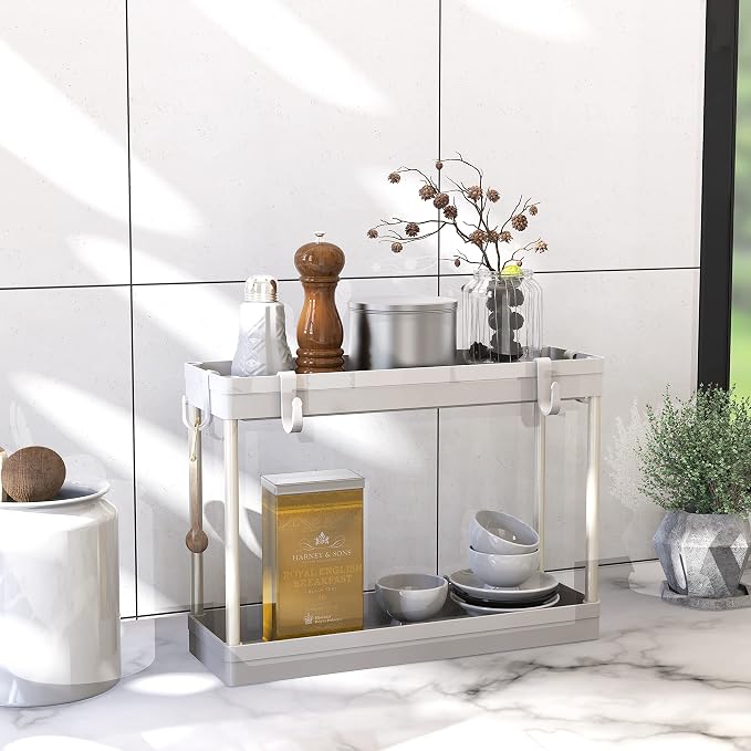 Simple Houseware 2-Tier Under Sink Organizer Storage Tray - Image 4