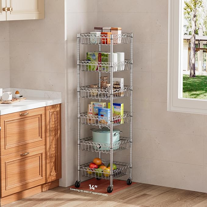 6 Shelves Storage Shelf Wire Closet Bathroom Organizers Metal Pantry Kitchen - Image 2