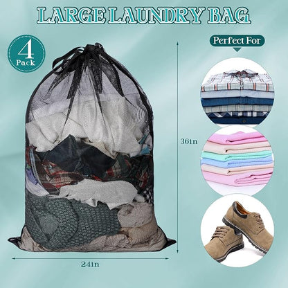 Aliceset 4 Pcs 24 x 36 Inches Mesh Laundry Bags - Image 3