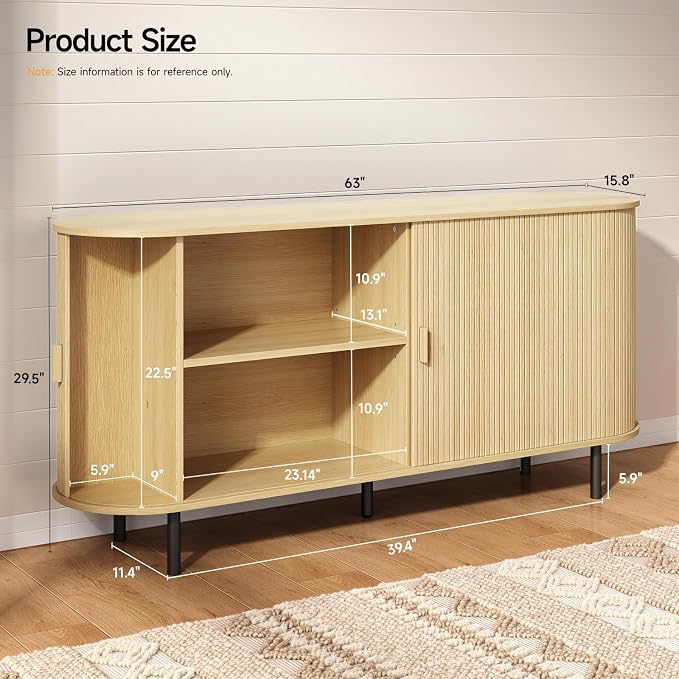 63" Sideboard Buffet Cabinet - Image 2