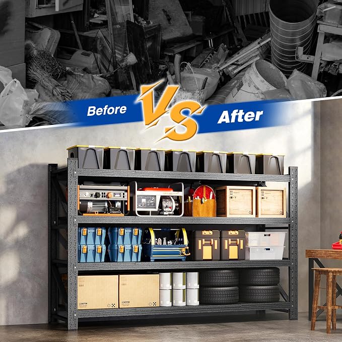 71" W Storage Shelves 5000lbs Garage Metal Shelving Heavy Duty Garage Shelves - Image 5