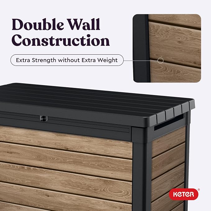 Keter Signature Collection 100 Gallon Resin Deck Box Organization Box and - Image 8
