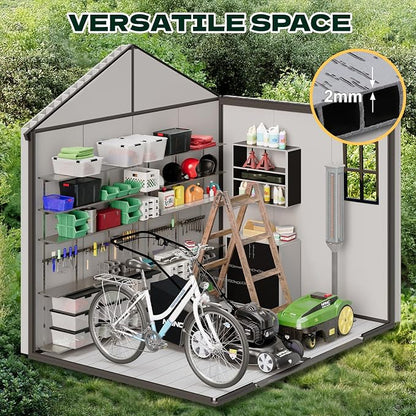 8 x 6 FT Resin Outdoor Storage Shed, All-Weather Plastic Garden Shed - Image 3