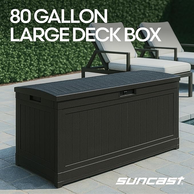 Suncast 80-Gal. Waterproof Resin Large Outdoor Patio Deck Box - Image 2