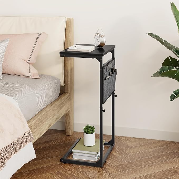 Vagusicc C Shaped End Table, Adjustable Height Small Couch Side Table - Image 5