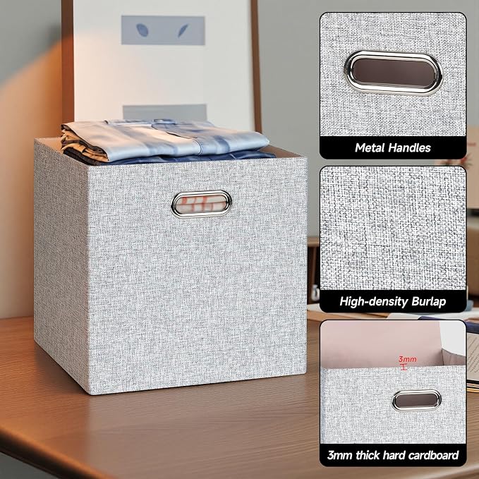 Posprica Collapsible Storage Bins, 13×13 Foldable Storage Cube Boxes Fabric - Image 4