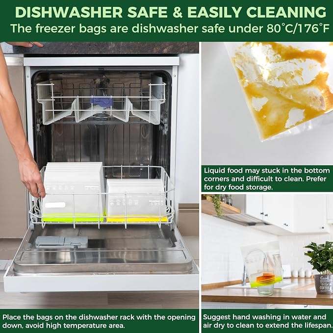 SPLF 8 Pack Reusable Gallon Freezer Bags Dishwasher Microwave Safe, 1 Gallon - Image 6