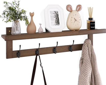 SMIBUY Coat Hooks with Shelf Wall-Mounted, 29.2 Inch Entryway Coat Rack by SMIBUY