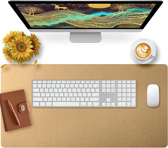 Bloss Gold Desk Mat, PU Large Mouse Pad by Bloss