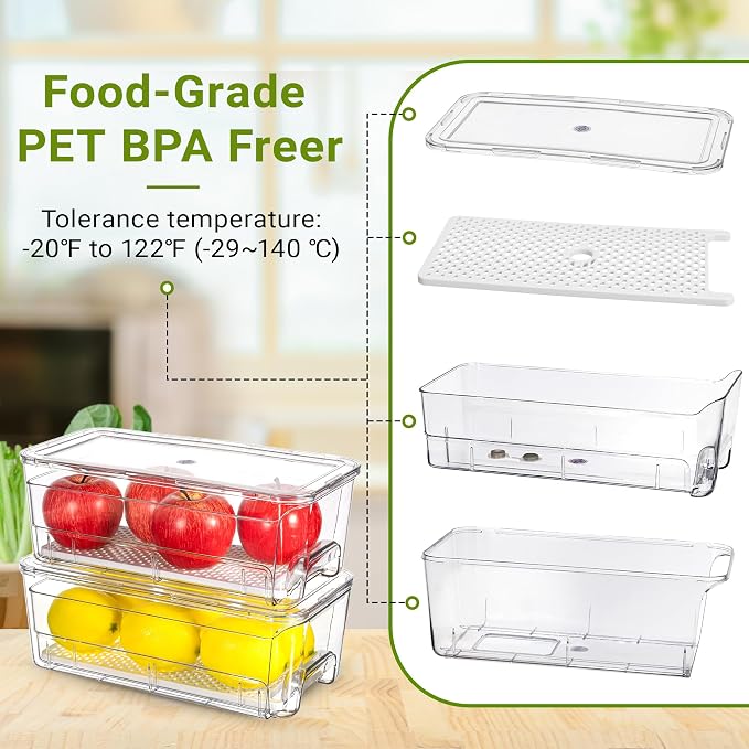 Imncya Fridge Organizer Bins, Refrigerator Organizers and Storage Container - Image 7