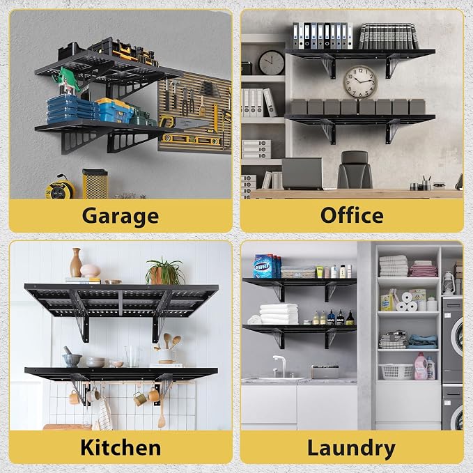 2 Pack Garage Shelving Wall Mounted, 1.6x4ft Garage Storage Rack Floating - Image 4