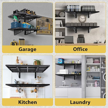 2 Pack Garage Shelving Wall Mounted, 1.6x4ft Garage Storage Rack Floating - Image 4