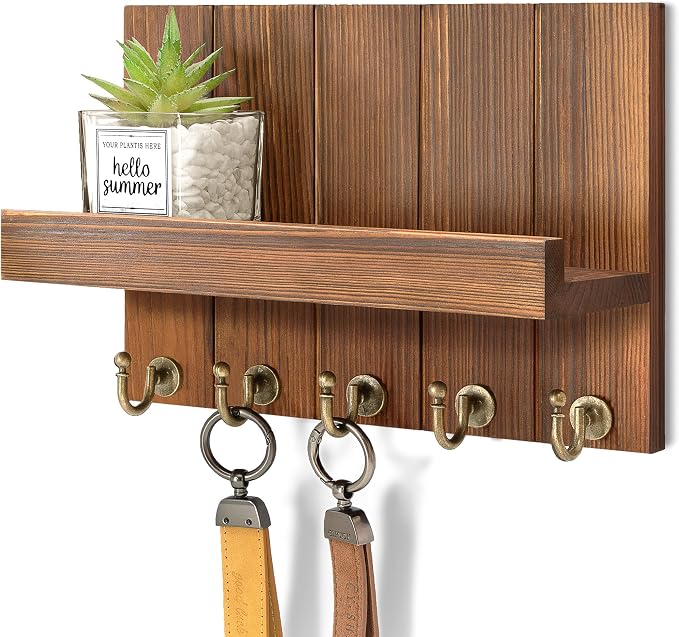 Rebee Vision Pine Wood Key Holder Wall Mount by REBEEVISION