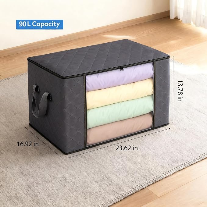 Clothes Storage Bags with Zipper, Foldable Clear with Lids and Handle, - Image 6