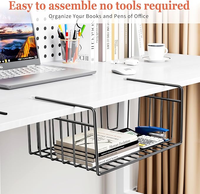 SUFAUY 4-Pack Under Cabinet Shelf Basket, Wire Shelves - Image 6