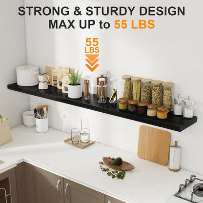 72 Inch Floating Shelves 2 Pack, 8 Inch Deep Floating Shelf Wall Mounted - Image 4