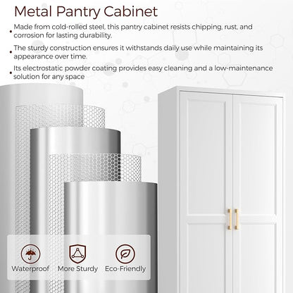 71" Tall Metal Kitchen Pantry Cabinet, Storage Cabinet - Image 5