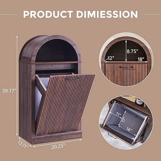 Arch Tilt-Out Trash Can Cabinet, Fluted Kitchen Trash Can 10 Gallon - Image 2