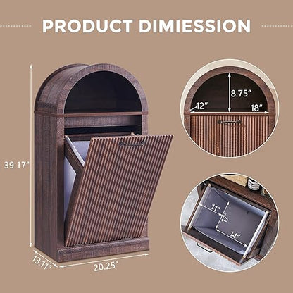 Arch Tilt-Out Trash Can Cabinet, Fluted Kitchen Trash Can 10 Gallon - Image 2